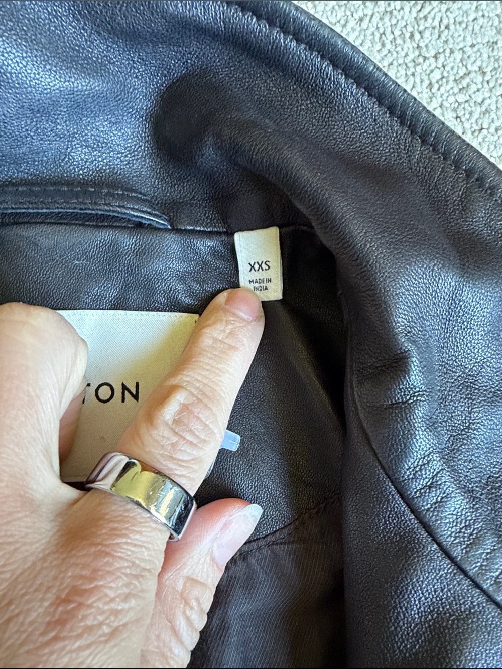 Babaton Black Leather Zip Jacket XXS - Picture 3 of 5